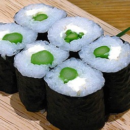 หน่อไม้ฝรั่ง+ครีมชีส โรลล์ (6คำ)