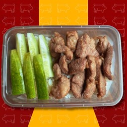 ข้าวสันคอหมูทอด จันทร์ทิพย์