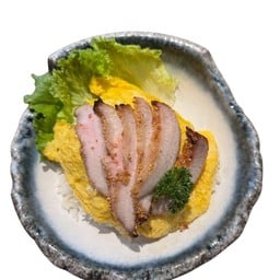 ข้าวไข่นุ่ม+คอหมูย่าง