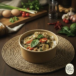 ข้าวหน้าเขียวหวานหมูนุ่มผัดแห้ง