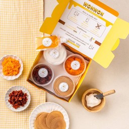 ขนมเบื้องไส้เค็มฝอยไข่ แป้ง1 ครีม1 เค็ม1 ฝอยไข่ 1 ซอส 1