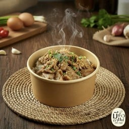 ข้าวหมูนุ่มผัดซอสกระเทียมไทย