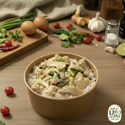 ข้าวหน้าไก่นุ่มผัดน้ำมันหอย