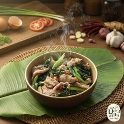 ข้าวหน้าผัดคะน้าหมูนุ่ม