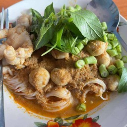 ขนมจีน กะทิตีนไก่+ป่า ผักขนมจีนครบชุด