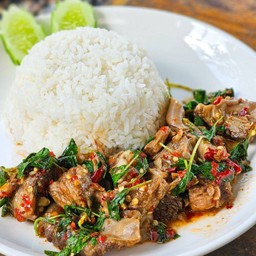 ข้าวกะเพรา หมูตุ๋น