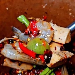 ตำเหลาหมูยอ กุ้งสด