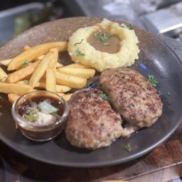 สเต็กแฮมเบิร์หมู steak pork hamburg