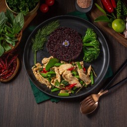 แจ่วฮ้อนผัดแห้ง+ข้าว