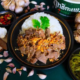 ข้าว ตับหมูกระเทียม