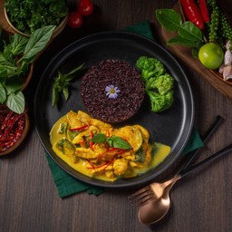 เขียวหวานผัดแห้ง+ข้าว