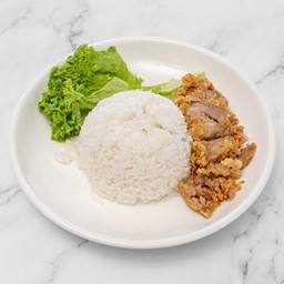 ข้าวหมูกระเทียม (หมูชิ้น)