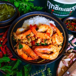 ข้าวกะเพรา ไก่สับ+กุ้ง