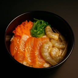 ข้าวด้งรวมมอน+กุ้งดอง+ยำสาหร่าย+ไข่กุ้ง