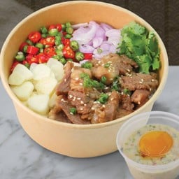 ข้าวขยำคุโรบุตะ + ไข่ดองซีฟู้ด