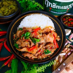 ข้าวกะเพรา หมูหมักนุ่ม