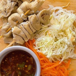 ไส้ใหญ่หมูย่าง+น้ำจิ้มแจ่ว