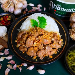 ข้าว ตับไก่กระเทียม