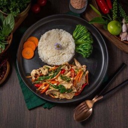 ผัดขี้เมา+ข้าว