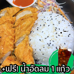 ข้าวไก่กรอบ+โคสลอว์