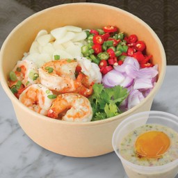 ข้าวขยำกุ้ง + ไข่ดองซีฟู้ด