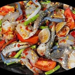 ตำหอยแครงปูม้ากุ้งสด