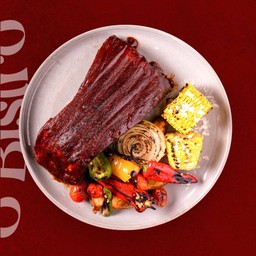 Pork Racks with Smoked BBQ Sauce and Grilled Vegetables