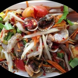 ตำหอยแครงกุ้งสด