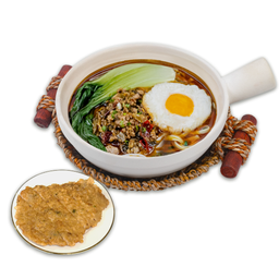 บะหมี่หม้อดินหมูผักกาดดอง+หมูแผ่นทอด