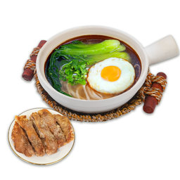 บะหมี่หม้อดินซุปตุ๋น+น่องไก่ทอด