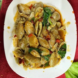 หอยลายผัดพริกเผา