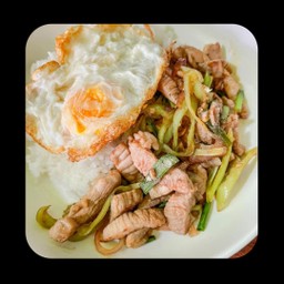 พริกหยวกหมูราดข้าวไข่ดาว