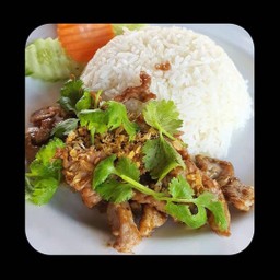 หมูกระเทียมราดข้าว