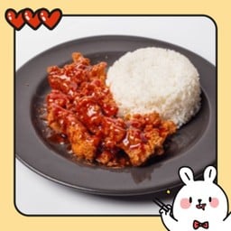 ข้าวไก่ทอดซอสสโมคBBQ