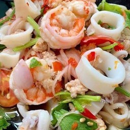 ยำสองใจกุ้ง+หมึก