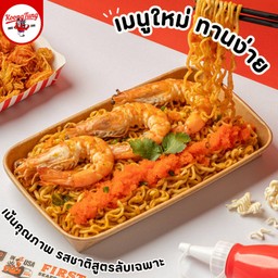 ผัดมาม่าซอสกุ้งถัง+ไข่กุ้งเต็มๆคำ