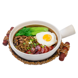 ข้าวอบหม้อดินกุนเชียงหมูผักกาดดอง