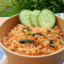 ข้าวคลุกกระเพราหมูสับ