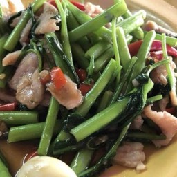 ผัดผักบุ้งหมูชิ้น(กับข้าว)