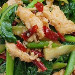 ผัดคะน้าไก่ราดข้าว