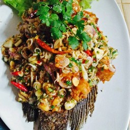 ปลานิลยำสมุนไพร (แยกเครื่อง)