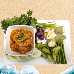 น้ำพริกไข่ปู ผักสด