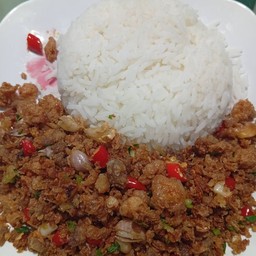 ไข่กรอบหมูสับคั่วพริกเกลือ