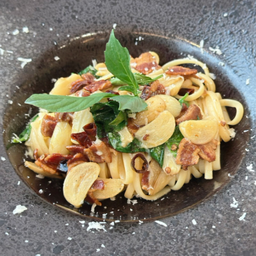 สปาเก็ตตี้พริกแห้งเบคอน (Spaghetti Agio Olio Bacon)
