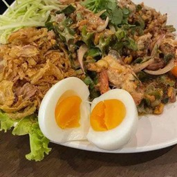 กุ้งสดยำถั่วพู