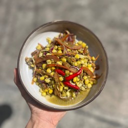 Burmese Corn Tea Leaf Salad - ยำใบชาข้าวโพดพม่า