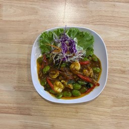 กุ้งผัดกะปิสะตอ.