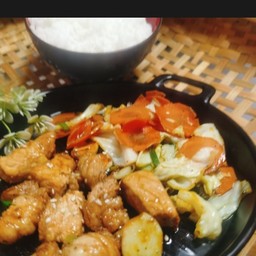 สเต็กหมูเทปันยากิ+ข้าว