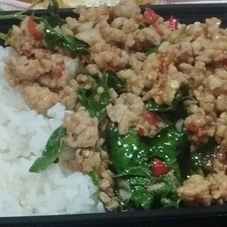 ข้าวราดกระเพราหมูชิ้น
