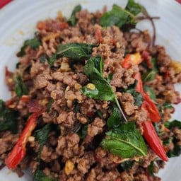 ผัดกะเพราหมูสับ ราดข้าว